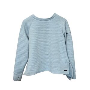 Nine West Active Womens Large Light Blue Quilted Raglan Sweatshirt Thumbholes L